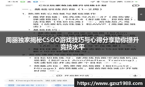 周丽独家揭秘CSGO游戏技巧与心得分享助你提升竞技水平